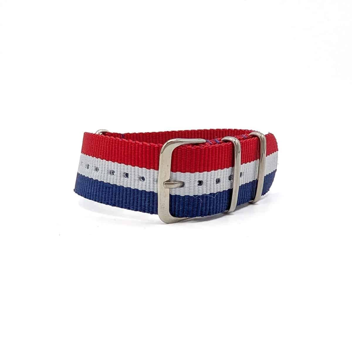 Blue, White, and Red Trendy NATO Strap