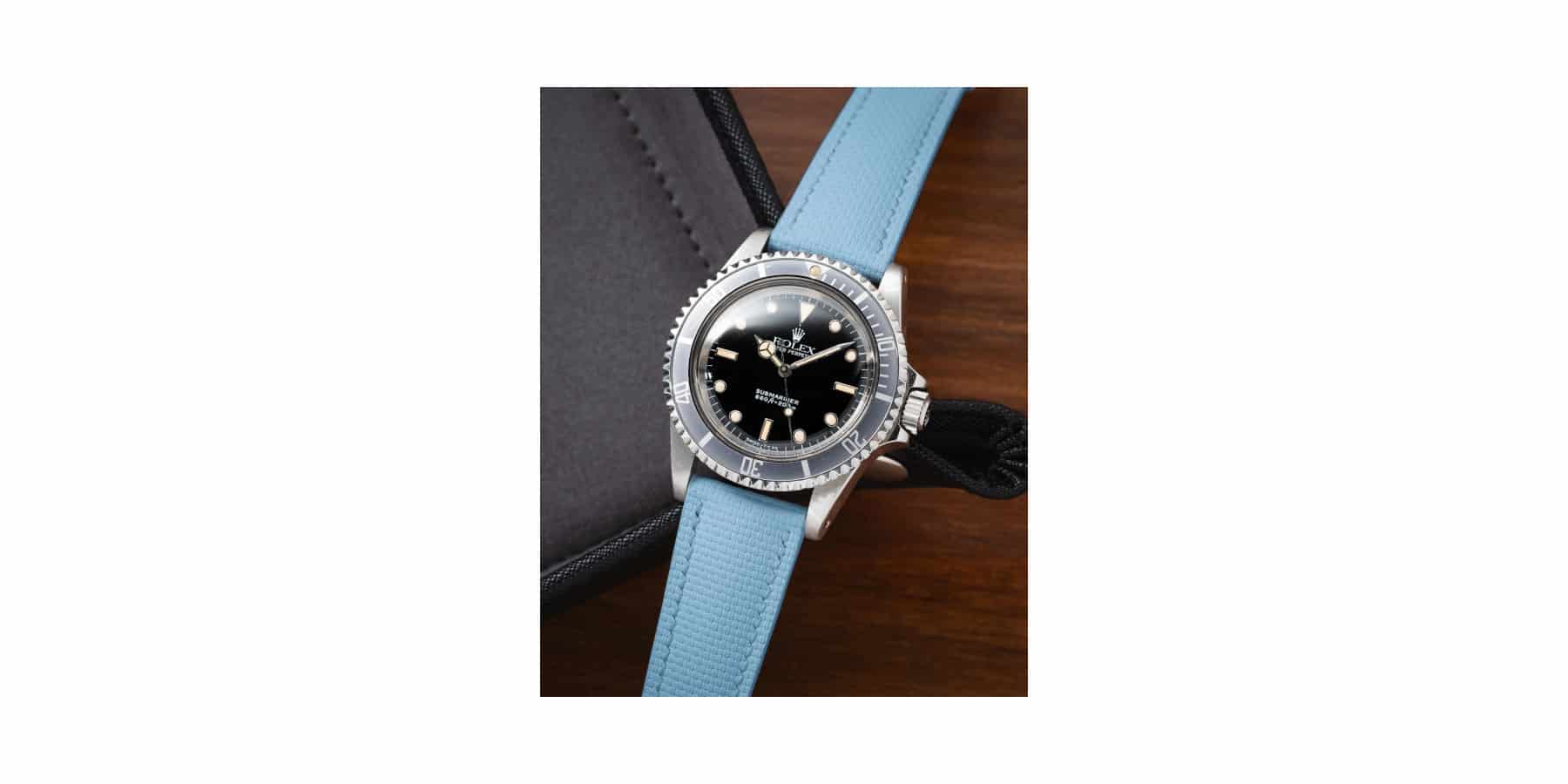Bracelet Sailcloth bleu sur montre Rolex