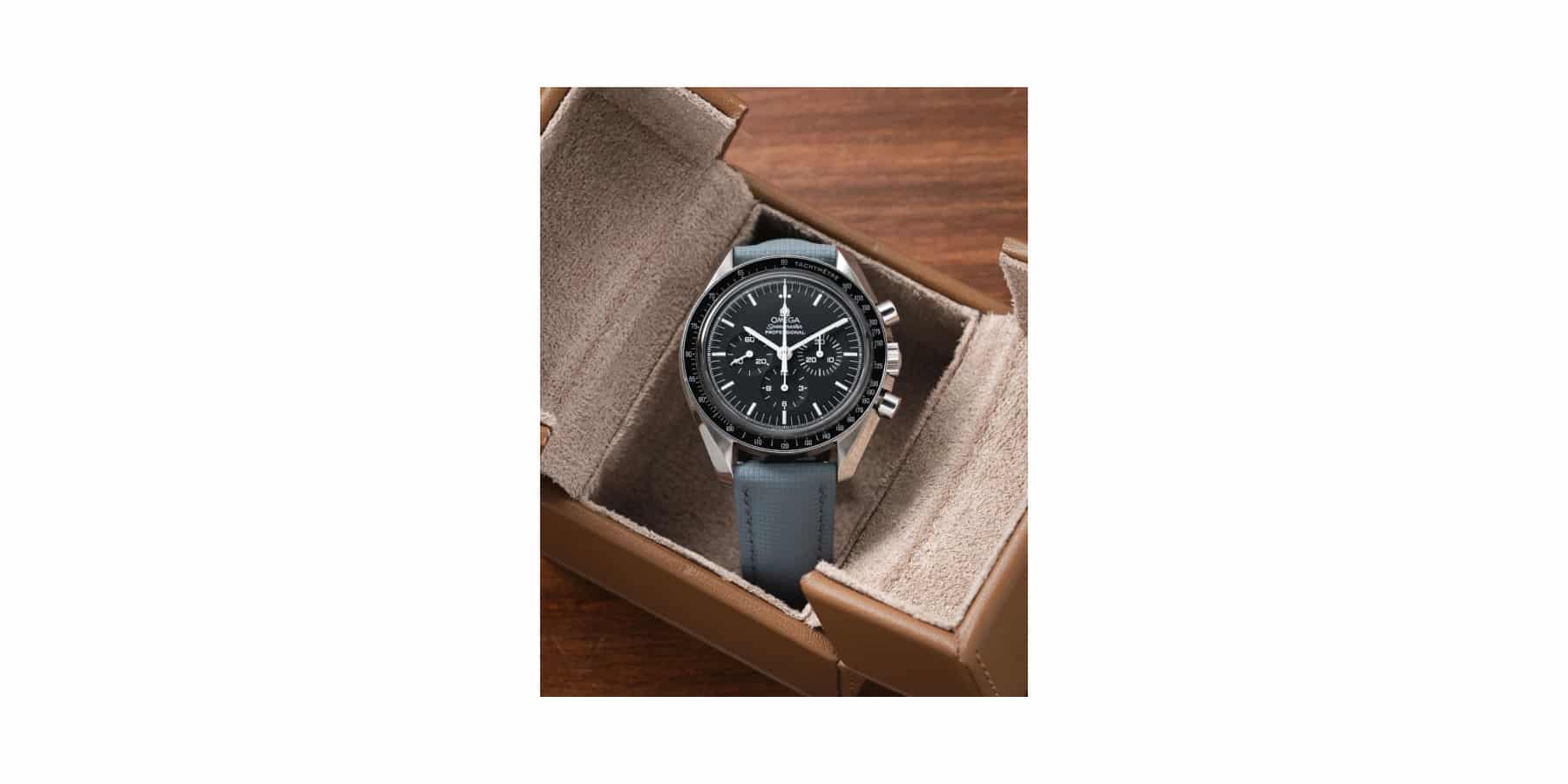 Bracelet Sailcloth gris sur montre Omega
