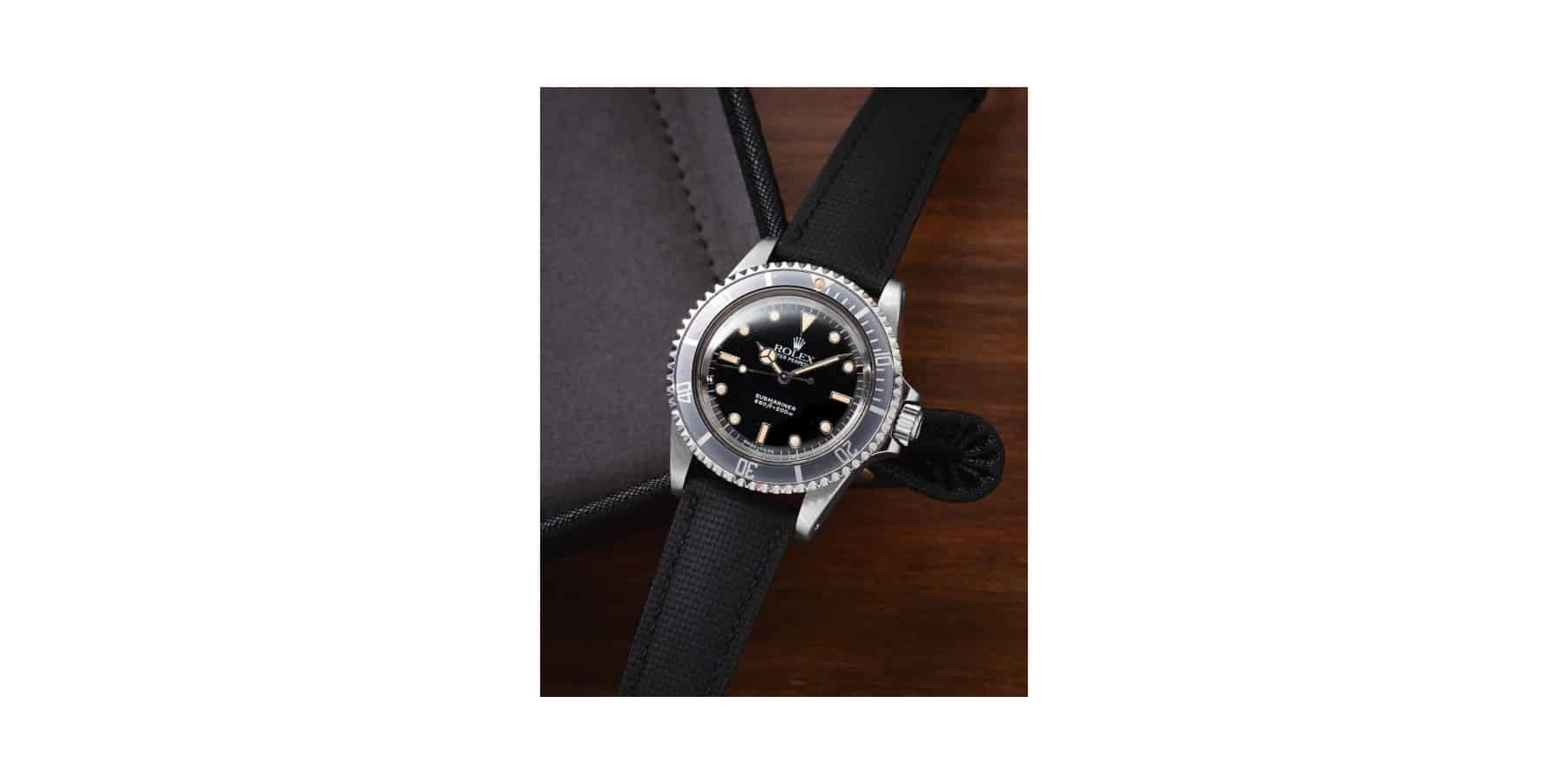 Bracelet Sailcloth noir sur montre Rolex
