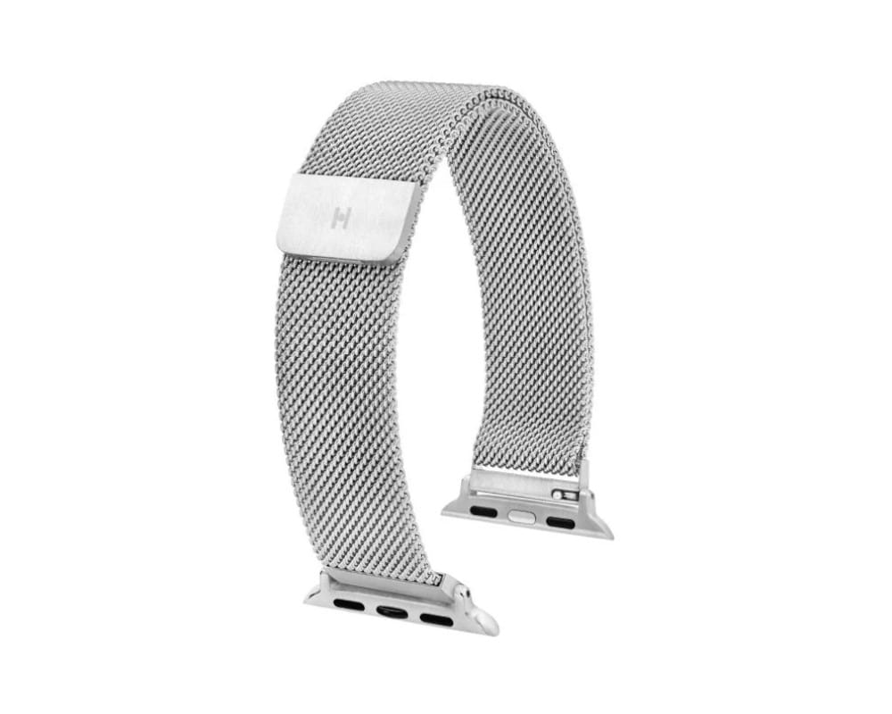 Bracelet Hirsch maille milanaise argentée pour Apple watch