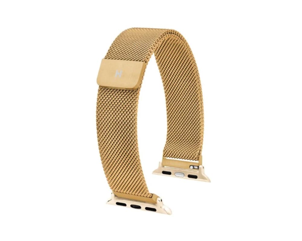 Bracelet Hirsch maille milanaise dorée pour Apple watch