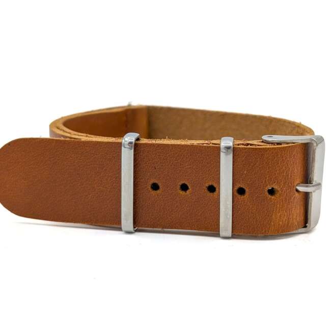 Bracelet montre nato miltaire cuir marron