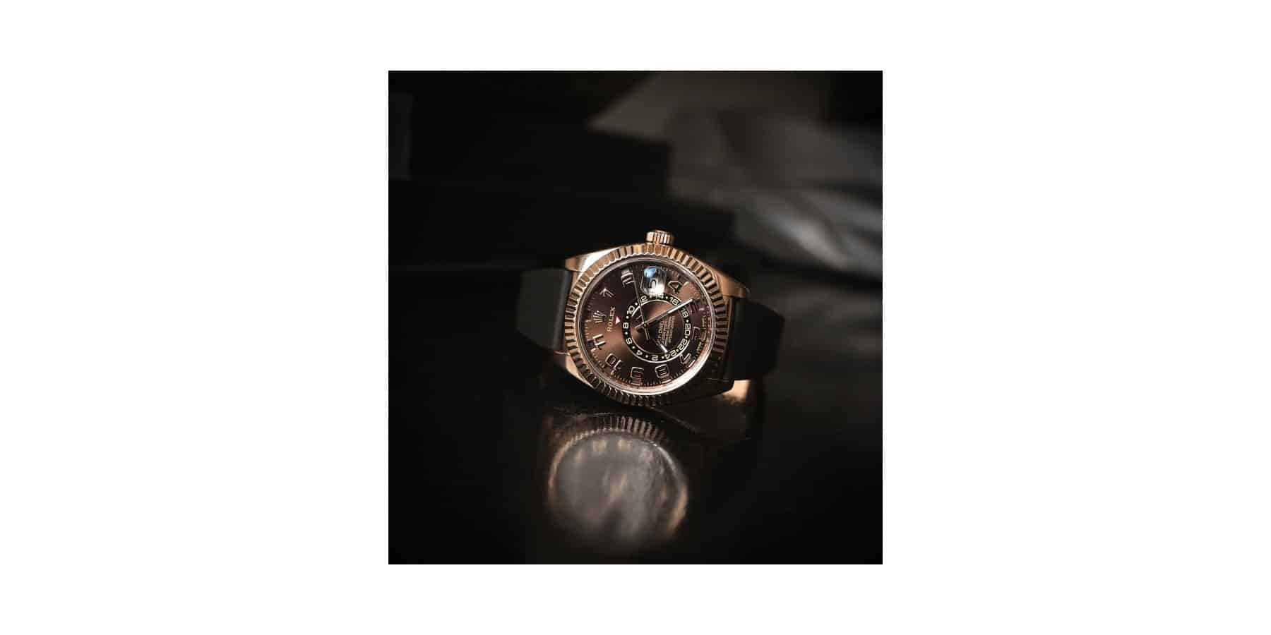Le bracelet Delugs caoutchouc noir sur une montre Rolex