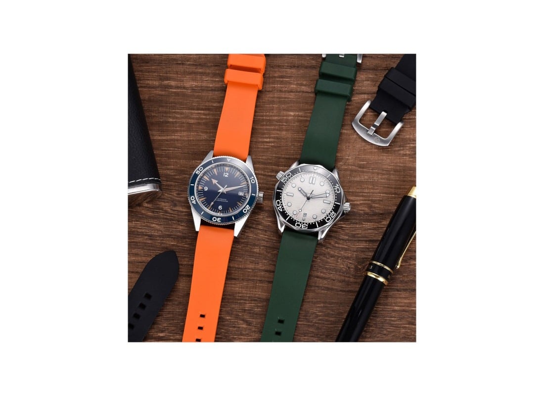 bracelet-kronokeeper-caoutchouc-orange et vert